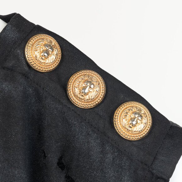 Balmain Black Cotton Distressed 3-Button Graphic Tank - Picture 6 of 11